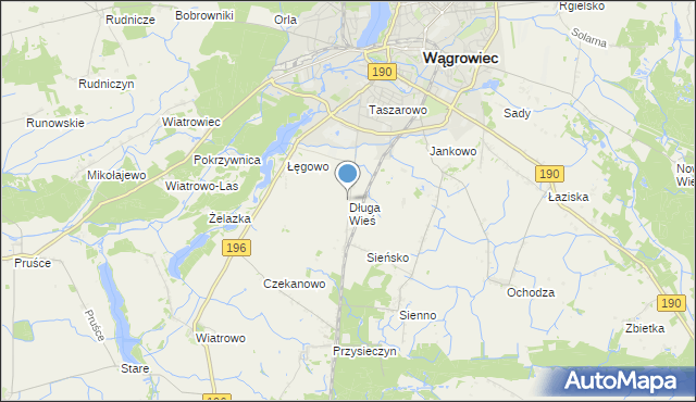 mapa Długa Wieś, Długa Wieś gmina Wągrowiec na mapie Targeo